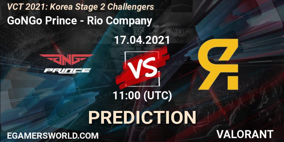 Pronósticos GoNGo Prince - Rio Company. 17.04.2021 at 11:30. VCT 2021: Korea Stage 2 Challengers - VALORANT