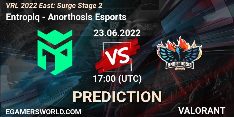 Pronósticos Entropiq - Anorthosis Esports. 23.06.2022 at 17:30. VRL 2022 East: Surge Stage 2 - VALORANT