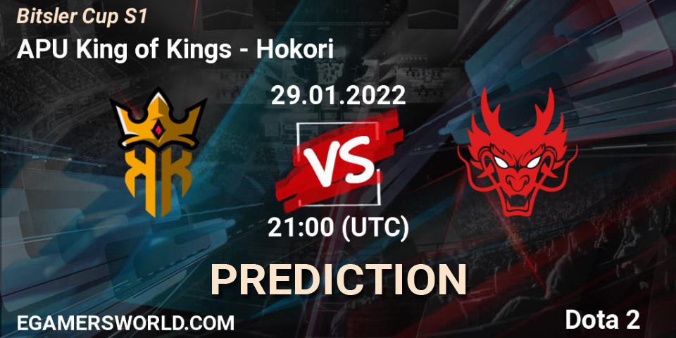 Pronósticos APU King of Kings - Hokori. 29.01.2022 at 21:00. Bitsler Cup S1 - Dota 2