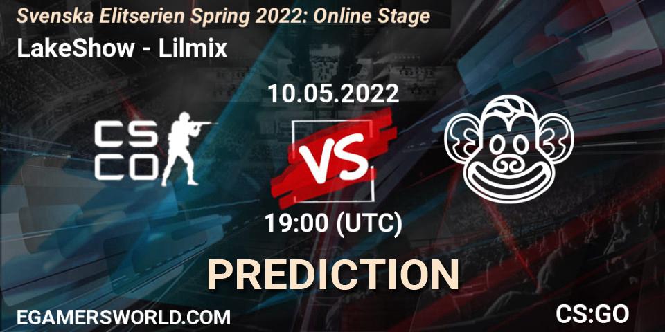 Pronósticos LakeShow - Lilmix. 10.05.2022 at 19:00. Svenska Elitserien Spring 2022: Online Stage - Counter-Strike (CS2)