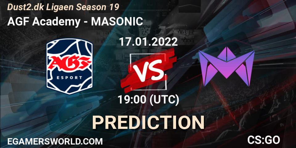 Pronósticos AGF Academy - MASONIC. 17.01.2022 at 19:00. Dust2.dk Ligaen Season 19 - Counter-Strike (CS2)