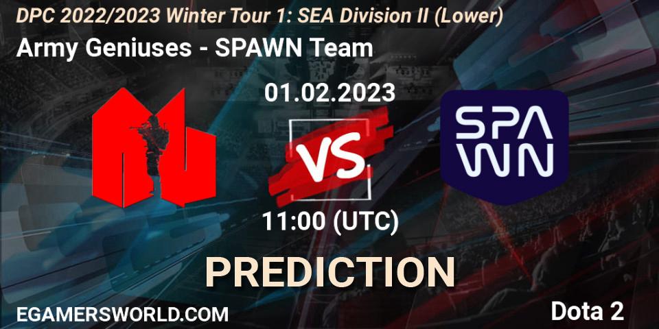 Pronósticos Army Geniuses - SPAWN Team. 01.02.23. DPC 2022/2023 Winter Tour 1: SEA Division II (Lower) - Dota 2