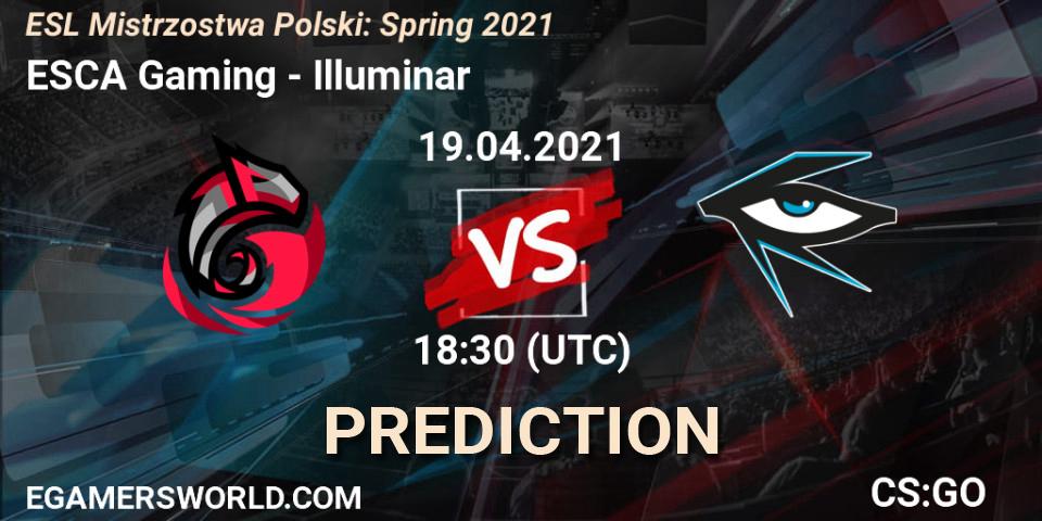 Pronósticos ESCA Gaming - Illuminar. 27.04.2021 at 14:30. ESL Mistrzostwa Polski: Spring 2021 - Counter-Strike (CS2)