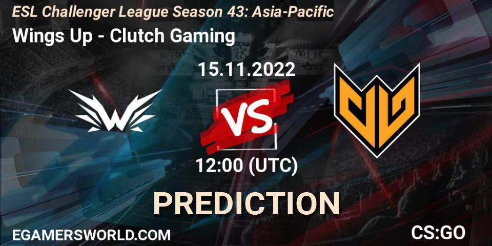 Pronósticos Wings Up - Clutch Gaming. 15.11.2022 at 12:00. ESL Challenger League Season 43: Asia-Pacific - Counter-Strike (CS2)