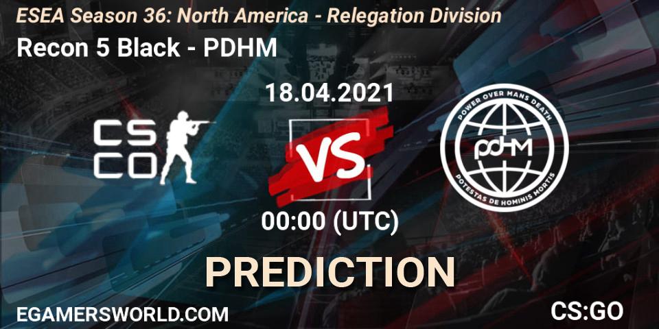 Pronósticos Recon 5 Black - PDHM. 18.04.2021 at 01:30. ESEA Season 36: North America - Relegation Division - Counter-Strike (CS2)