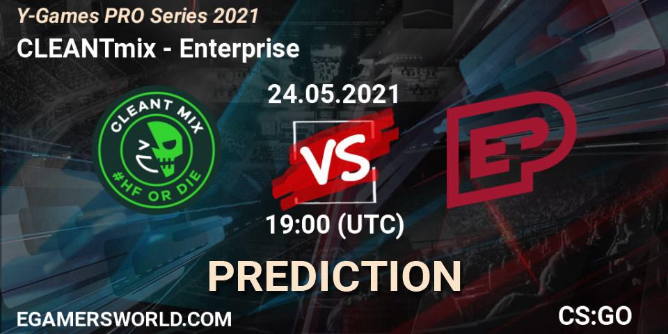 Pronósticos CLEANTmix - Enterprise. 24.05.2021 at 19:00. Y-Games PRO Series 2021 - Counter-Strike (CS2)