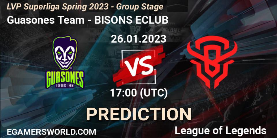 Pronósticos Guasones Team - BISONS ECLUB. 26.01.23. LVP Superliga Spring 2023 - Group Stage - LoL