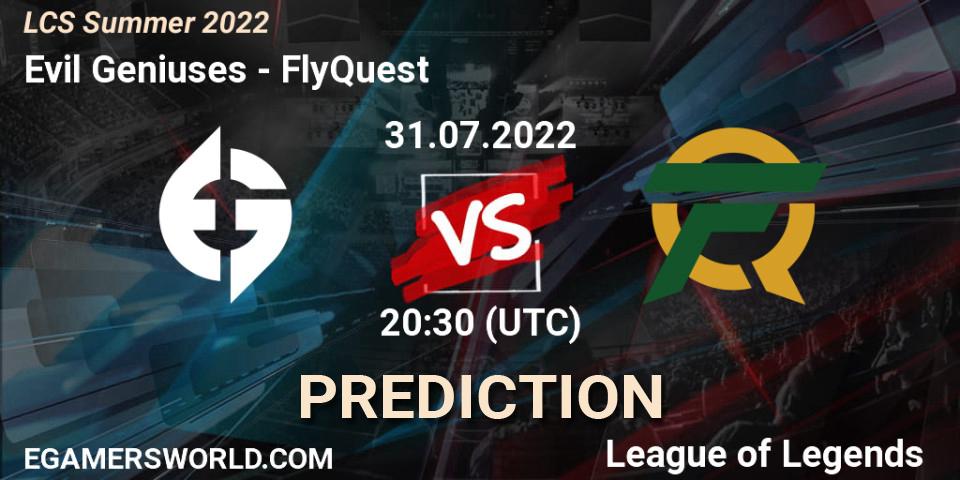 Pronósticos Evil Geniuses - FlyQuest. 31.07.22. LCS Summer 2022 - LoL