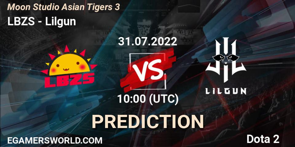 Pronósticos LBZS - Lilgun. 31.07.2022 at 10:27. Moon Studio Asian Tigers 3 - Dota 2