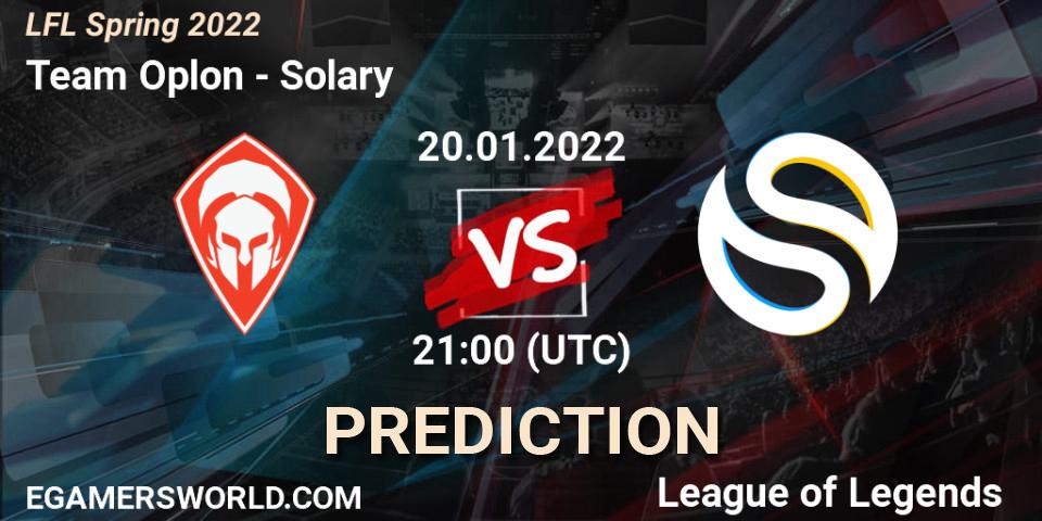 Pronósticos Team Oplon - Solary. 20.01.2022 at 21:00. LFL Spring 2022 - LoL