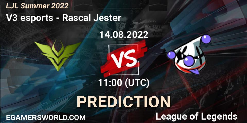 Pronósticos V3 esports - Rascal Jester. 14.08.22. LJL Summer 2022 - LoL