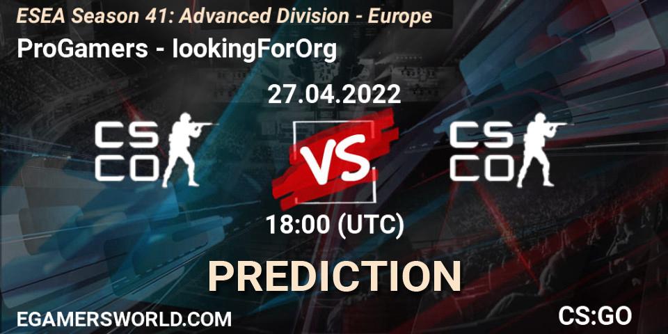 Pronósticos ProGamers - IookingForOrg. 27.04.2022 at 18:00. ESEA Season 41: Advanced Division - Europe - Counter-Strike (CS2)