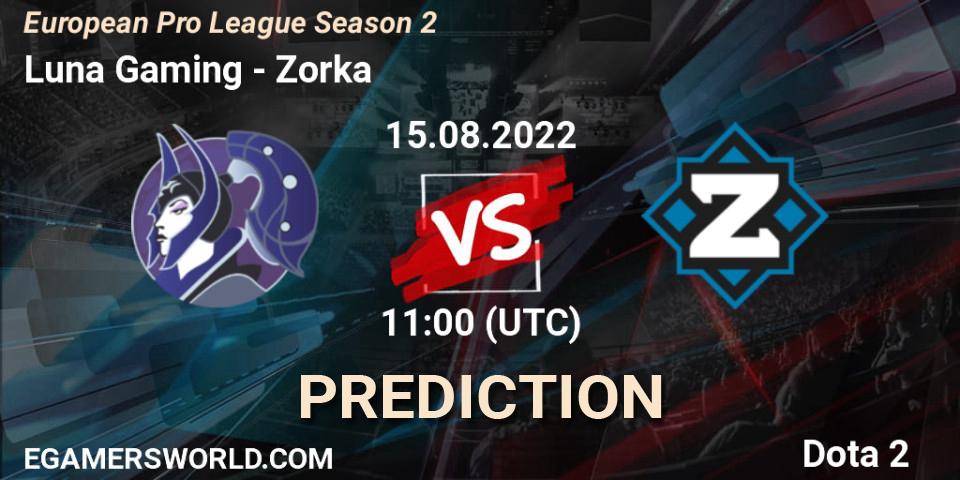 Pronósticos Luna Gaming - Zorka. 15.08.2022 at 11:00. European Pro League Season 2 - Dota 2
