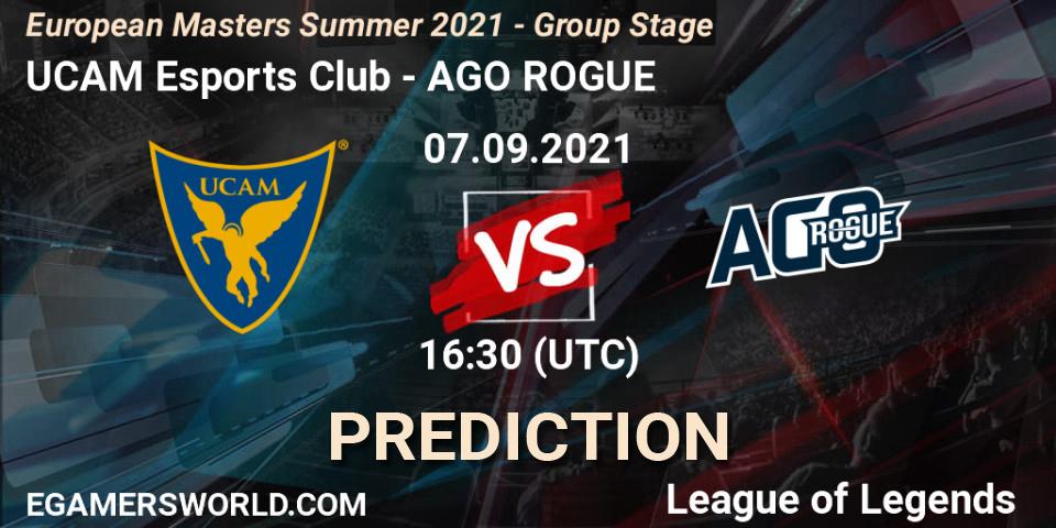 Pronósticos UCAM Esports Club - AGO ROGUE. 07.09.2021 at 16:30. European Masters Summer 2021 - Group Stage - LoL