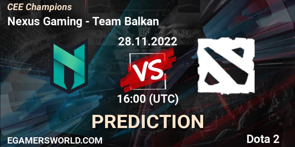 Pronósticos Nexus Gaming - Team Balkan. 28.11.22. CEE Champions - Dota 2