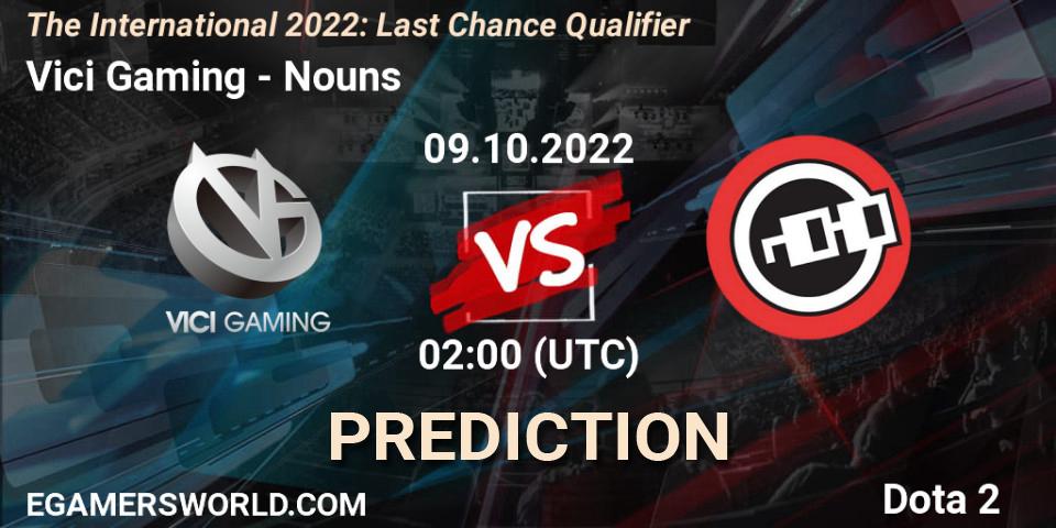 Pronósticos Vici Gaming - Nouns. 09.10.2022 at 02:00. The International 2022: Last Chance Qualifier - Dota 2