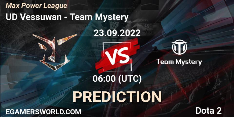 Pronósticos UD Vessuwan - Team Mystery. 23.09.2022 at 06:07. Max Power League - Dota 2