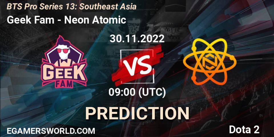 Pronósticos Geek Fam - Neon Atomic. 30.11.22. BTS Pro Series 13: Southeast Asia - Dota 2
