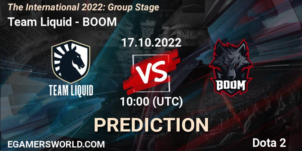 Pronósticos Team Liquid - BOOM. 17.10.2022 at 13:35. The International 2022: Group Stage - Dota 2