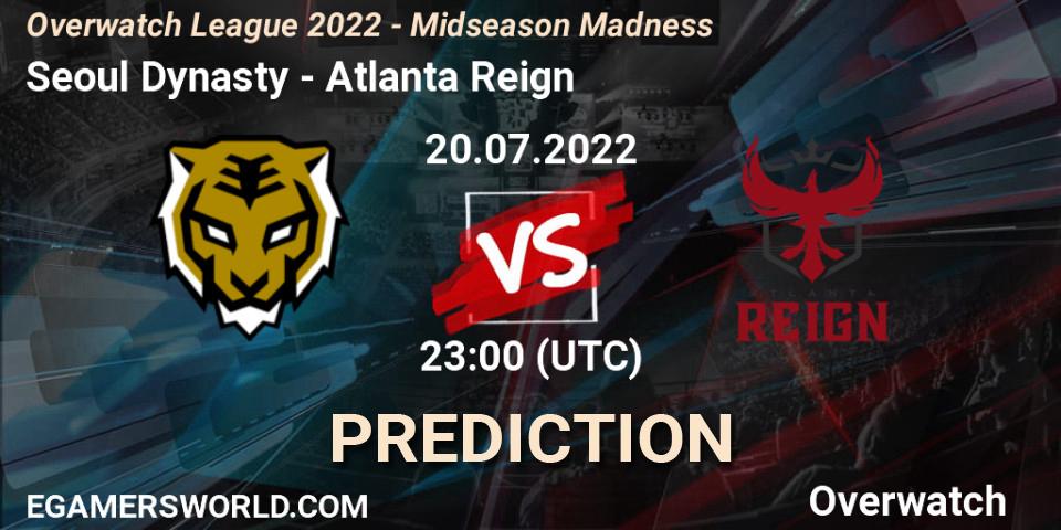 Pronósticos Seoul Dynasty - Atlanta Reign. 21.07.2022 at 03:30. Overwatch League 2022 - Midseason Madness - Overwatch