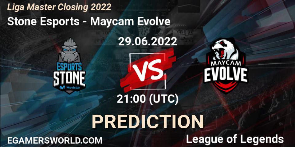 Pronósticos Stone Esports - Maycam Evolve. 29.06.2022 at 21:00. Liga Master Closing 2022 - LoL