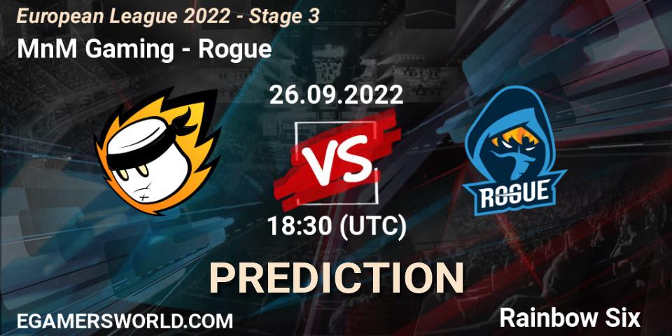Pronósticos MnM Gaming - Rogue. 26.09.22. European League 2022 - Stage 3 - Rainbow Six