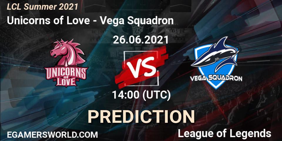 Pronósticos Unicorns of Love - Vega Squadron. 27.06.2021 at 14:00. LCL Summer 2021 - LoL