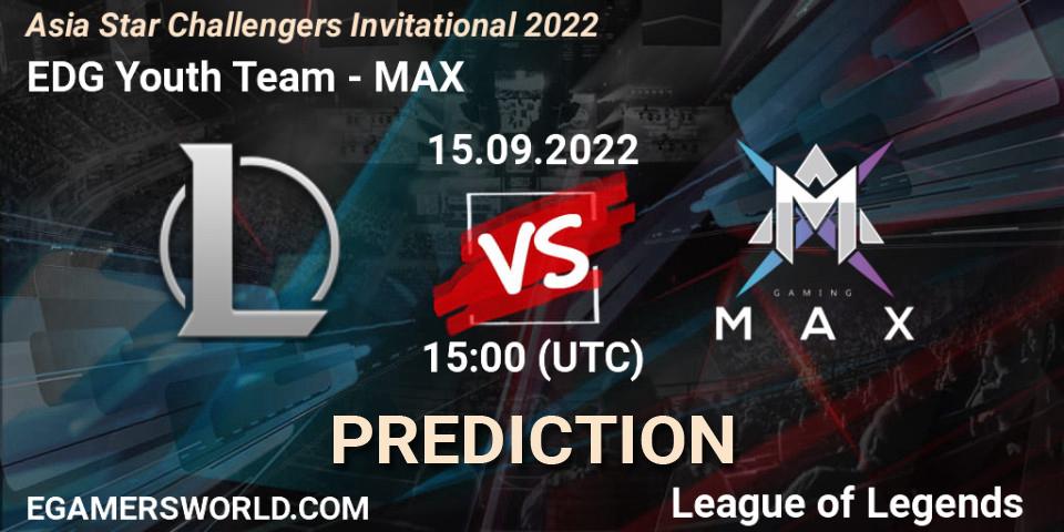 Pronósticos EDward Gaming Youth Team - MAX. 15.09.2022 at 15:00. Asia Star Challengers Invitational 2022 - LoL