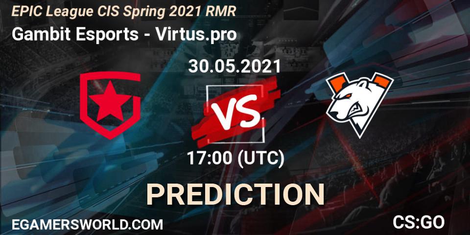 Pronósticos Gambit Esports - Virtus.pro. 30.05.21. EPIC League CIS Spring 2021 RMR - CS2 (CS:GO)