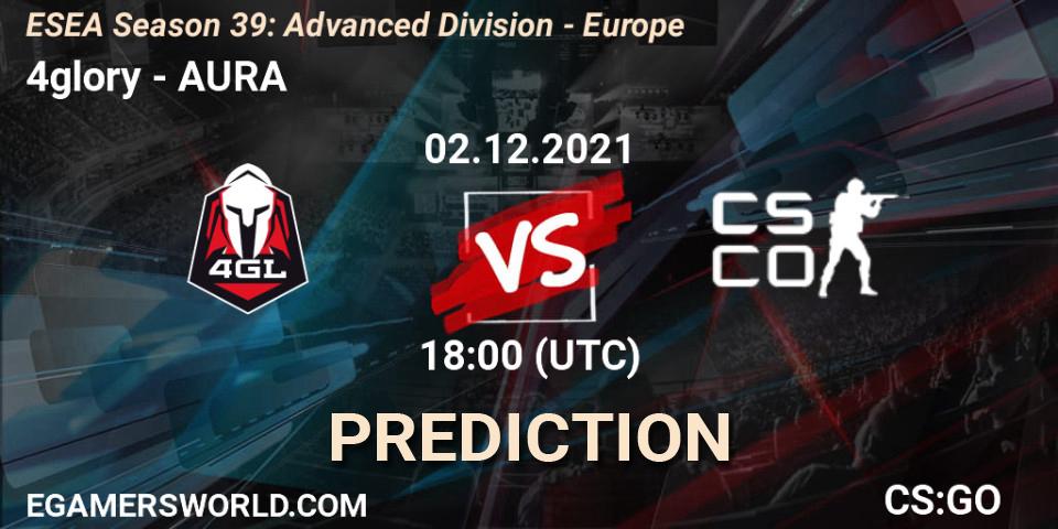 Pronósticos 4glory - AURA. 03.12.2021 at 17:00. ESEA Season 39: Advanced Division - Europe - Counter-Strike (CS2)