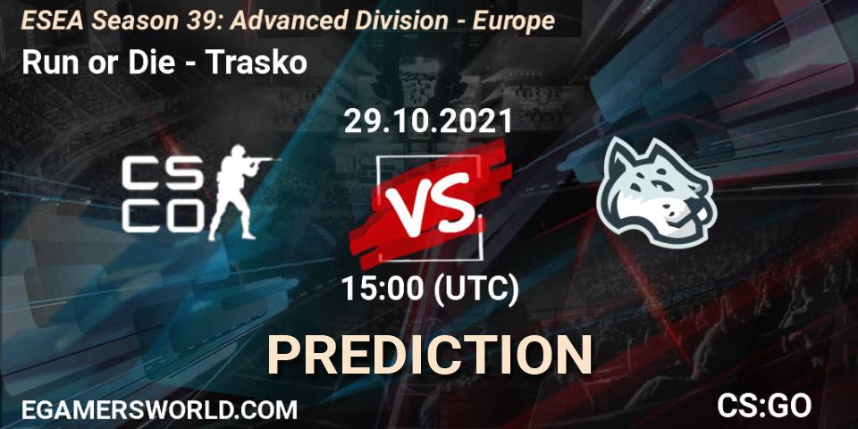 Pronósticos Run or Die - Trasko. 29.10.2021 at 15:00. ESEA Season 39: Advanced Division - Europe - Counter-Strike (CS2)