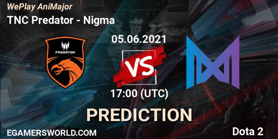 Pronósticos TNC Predator - Nigma. 05.06.2021 at 17:55. WePlay AniMajor 2021 - Dota 2