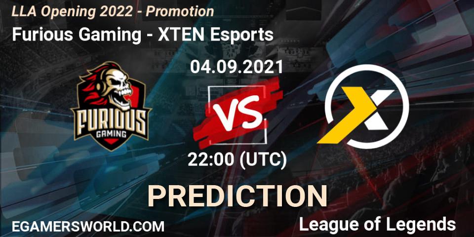 Pronósticos Furious Gaming - XTEN Esports. 04.09.2021 at 22:00. LLA Opening 2022 - Promotion - LoL