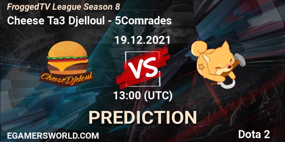 Pronósticos Cheese Ta3 Djelloul - 5Comrades. 19.12.2021 at 13:02. FroggedTV League Season 8 - Dota 2