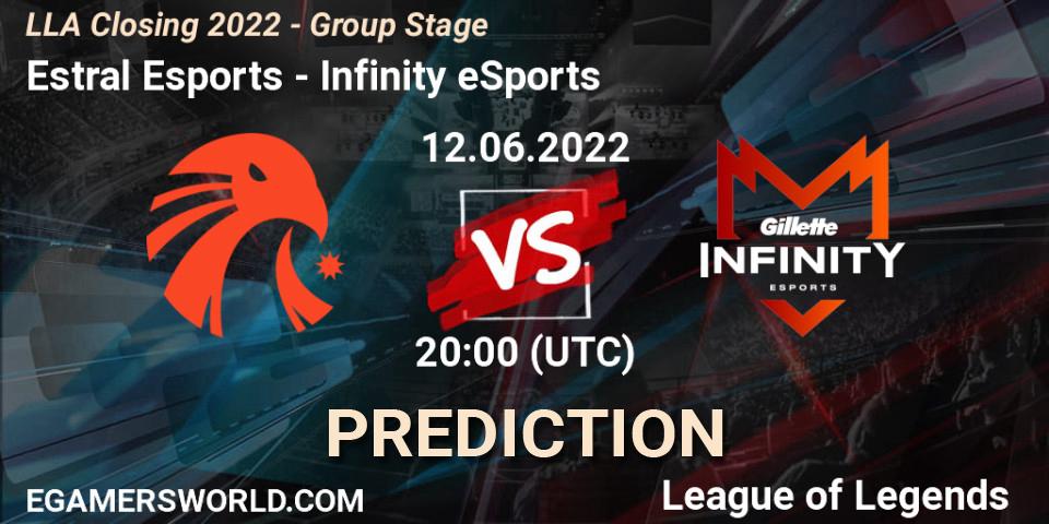 Pronósticos Estral Esports - Infinity eSports. 12.06.22. LLA Closing 2022 - Group Stage - LoL