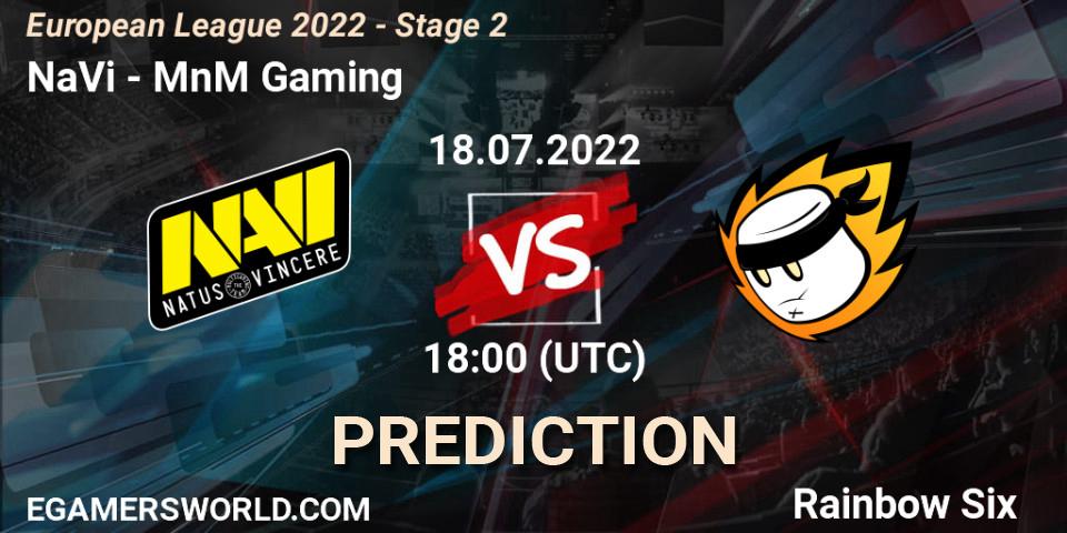 Pronósticos NaVi - MnM Gaming. 18.07.2022 at 16:00. European League 2022 - Stage 2 - Rainbow Six