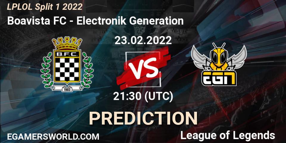 Pronósticos Boavista FC - Electronik Generation. 23.02.2022 at 21:30. LPLOL Split 1 2022 - LoL