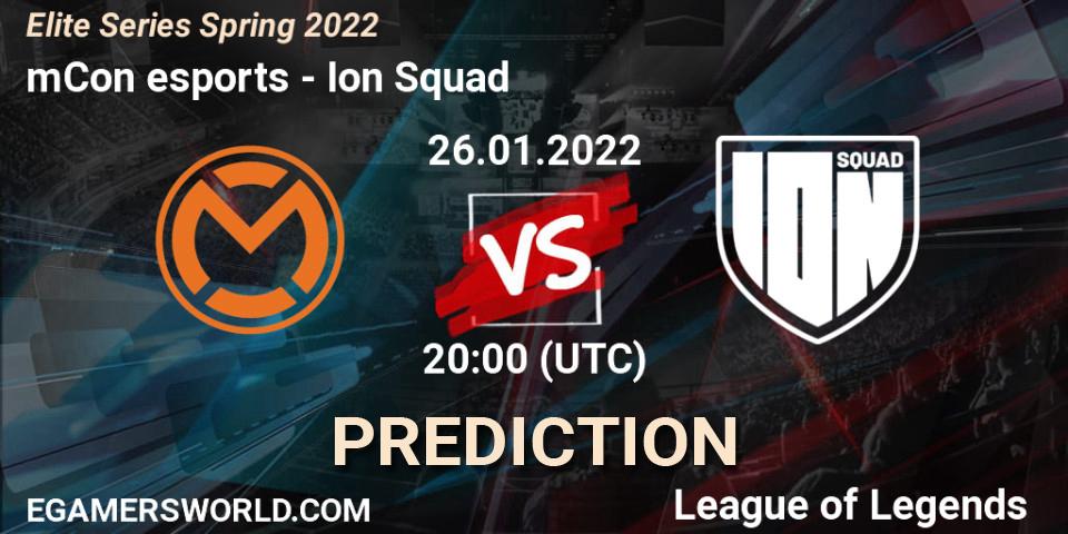 Pronósticos mCon esports - Ion Squad. 26.01.2022 at 20:00. Elite Series Spring 2022 - LoL