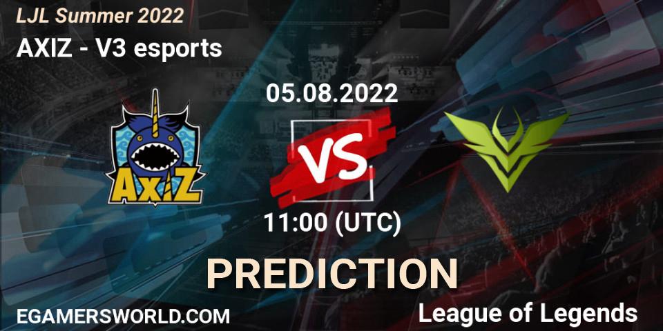 Pronósticos AXIZ - V3 esports. 05.08.22. LJL Summer 2022 - LoL