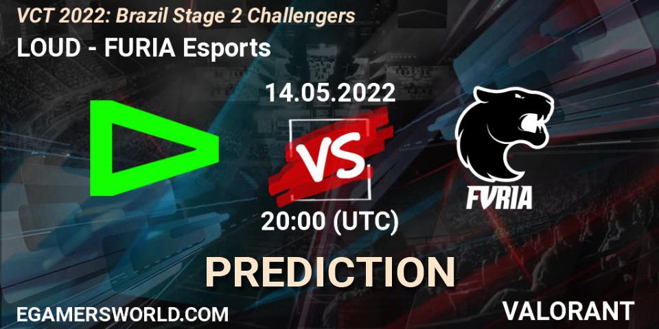 Pronósticos LOUD - FURIA Esports. 14.05.2022 at 20:20. VCT 2022: Brazil Stage 2 Challengers - VALORANT