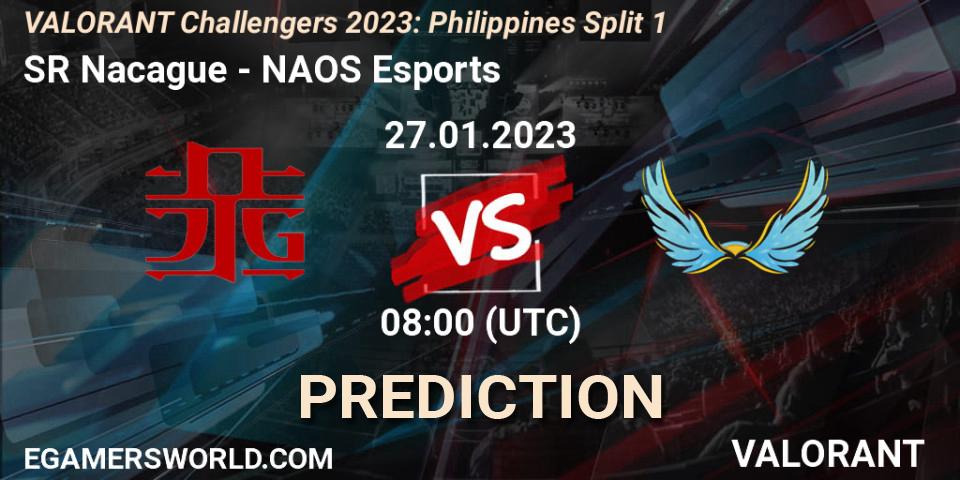 Pronósticos SR Nacague - NAOS Esports. 27.01.2023 at 08:00. VALORANT Challengers 2023: Philippines Split 1 - VALORANT