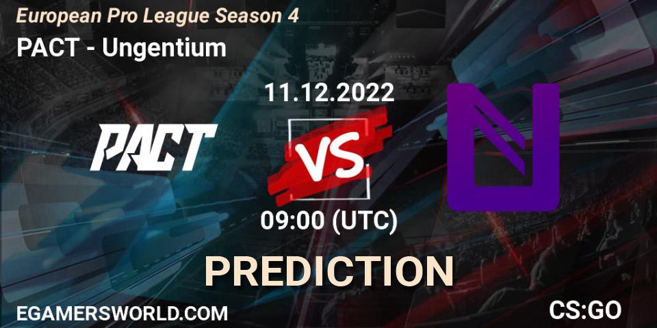 Pronósticos PACT - Ungentium. 12.12.2022 at 09:00. European Pro League Season 4 - Counter-Strike (CS2)