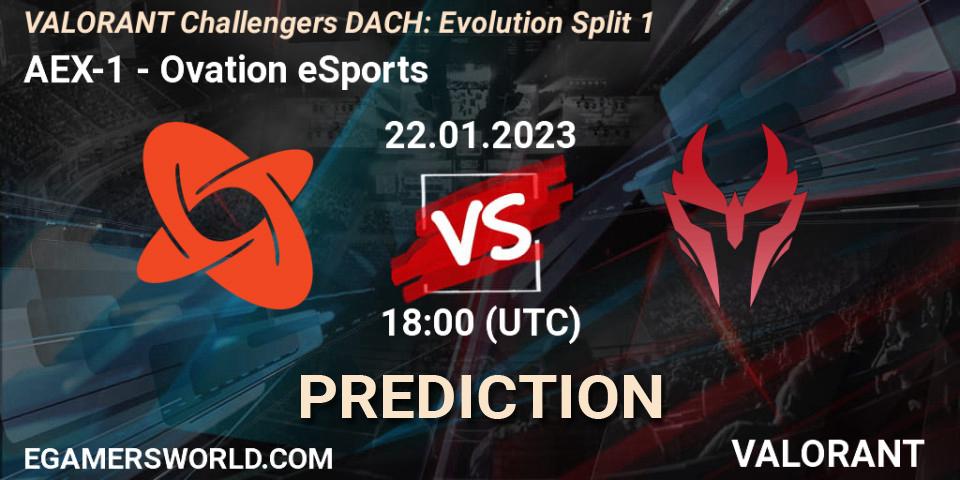 Pronósticos AEX-1 - Ovation eSports. 22.01.2023 at 18:00. VALORANT Challengers 2023 DACH: Evolution Split 1 - VALORANT