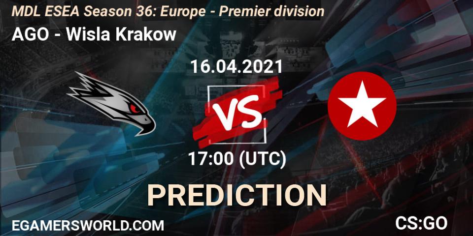 Pronósticos AGO - Wisla Krakow. 16.04.2021 at 17:10. MDL ESEA Season 36: Europe - Premier division - Counter-Strike (CS2)