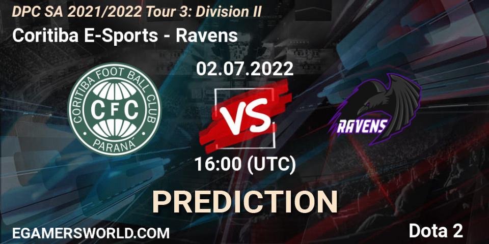 Pronósticos Coritiba E-Sports - Ravens. 02.07.2022 at 16:02. DPC SA 2021/2022 Tour 3: Division II - Dota 2