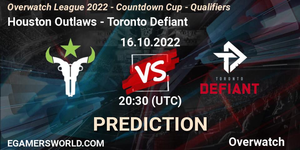 Pronósticos Houston Outlaws - Toronto Defiant. 16.10.22. Overwatch League 2022 - Countdown Cup - Qualifiers - Overwatch