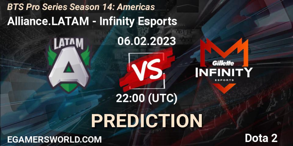 Pronósticos Alliance.LATAM - Infinity Esports. 07.02.23. BTS Pro Series Season 14: Americas - Dota 2