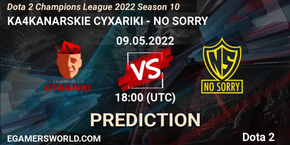 Pronósticos KA4KANARSKIE CYXARIKI - NO SORRY. 09.05.2022 at 18:25. Dota 2 Champions League 2022 Season 10 - Dota 2