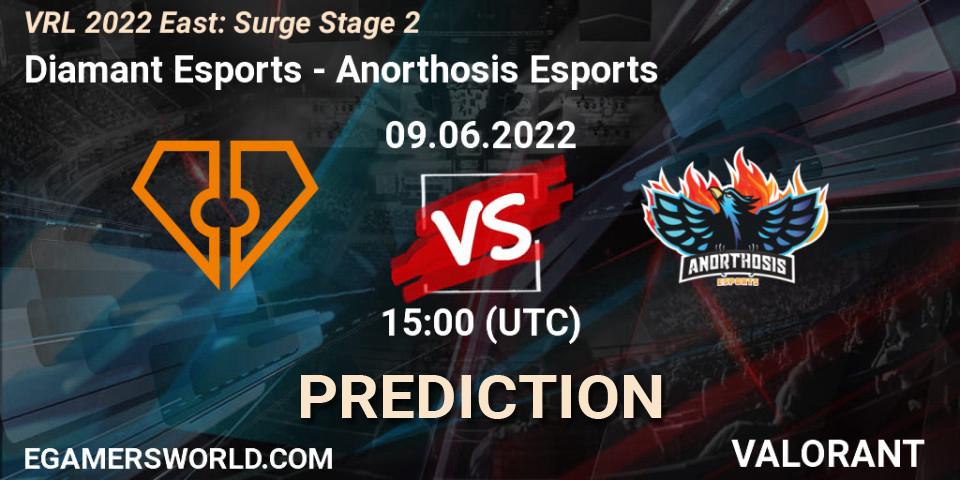Pronósticos Diamant Esports - Anorthosis Esports. 09.06.2022 at 15:00. VRL 2022 East: Surge Stage 2 - VALORANT
