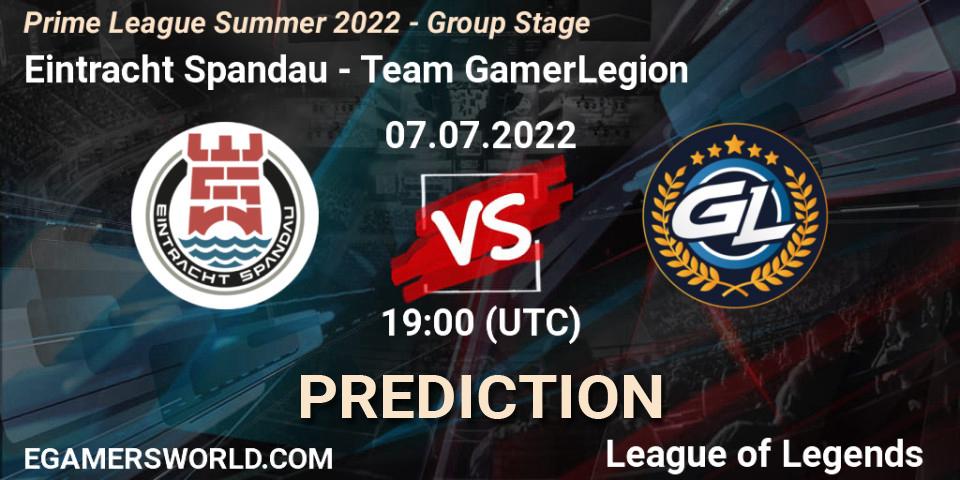 Pronósticos Eintracht Spandau - Team GamerLegion. 07.07.22. Prime League Summer 2022 - Group Stage - LoL
